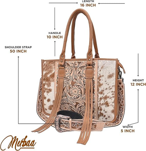 Handcrafted Cowhide Hairon Leather Tote Bag