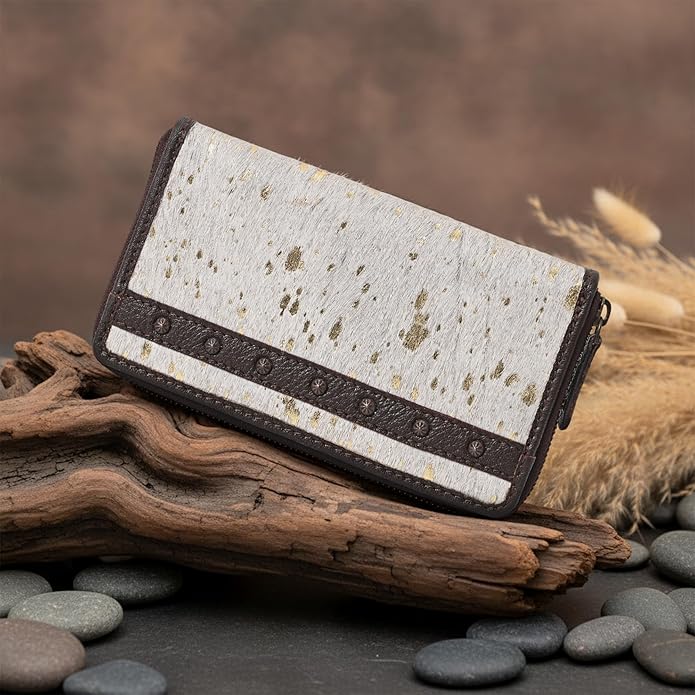 Turquoise Vino Cowhide Clutch