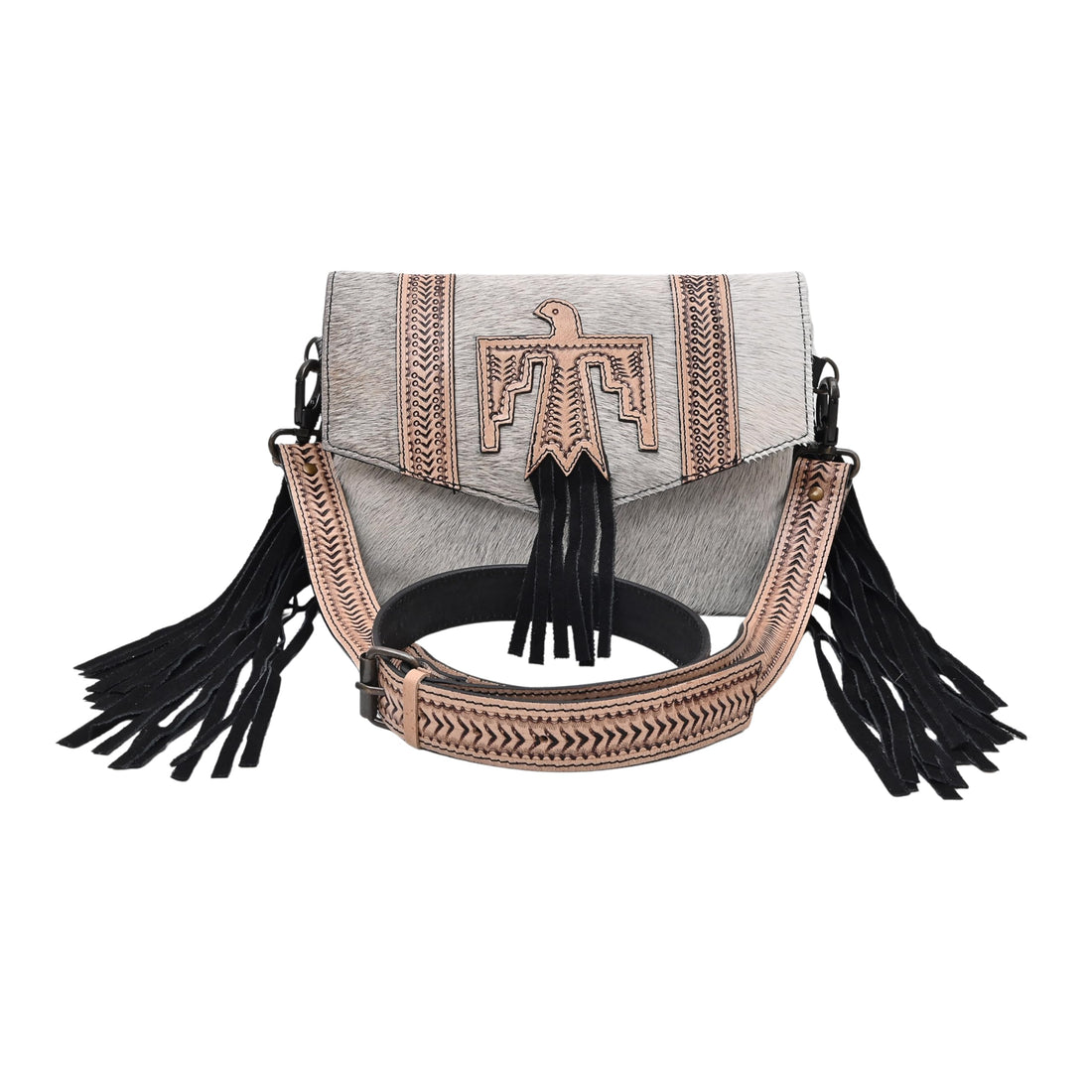 Flying Eagle Gray Hand Tooled Bag