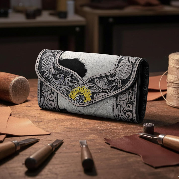 Boho Buckaroo Black Trifold Wallet