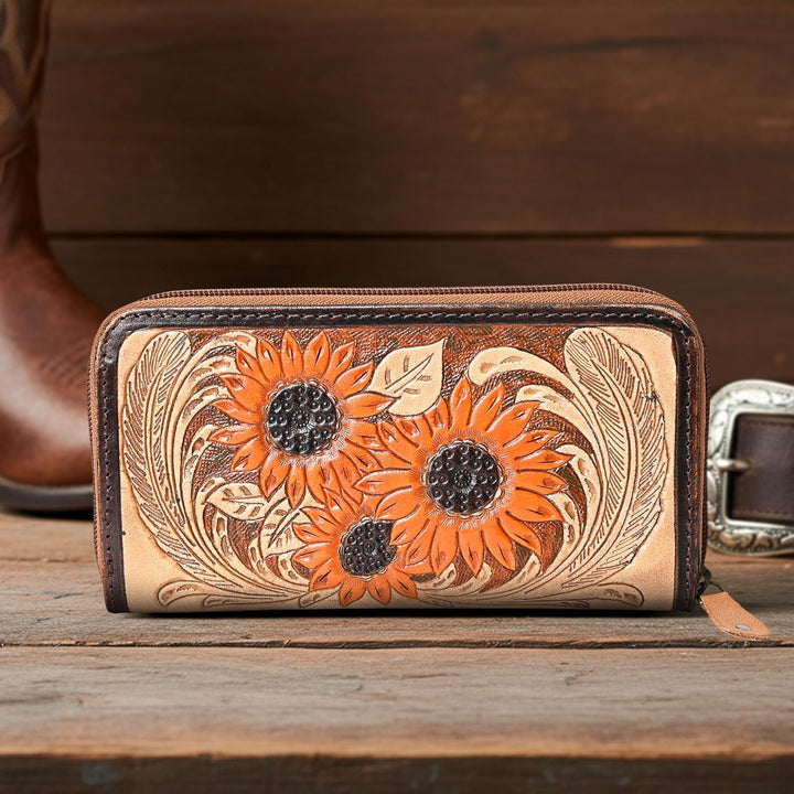 Go To Gear Sunflower Tooled Wallet