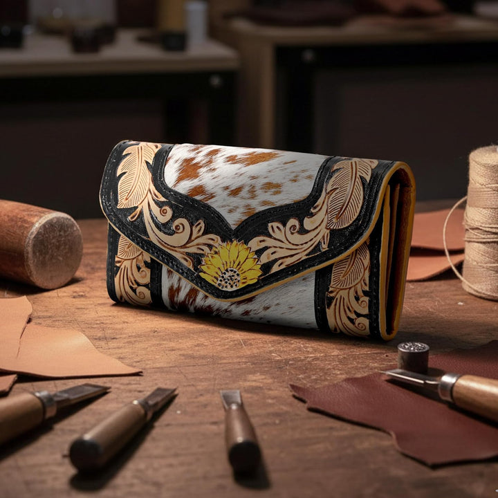 Boho Buckaroo Tan Trifold Wallet