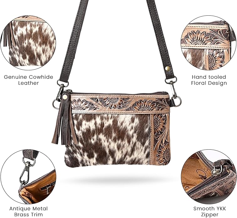 L Tooled Clara Side Bag – Hand-Tooled Leather Crossbody