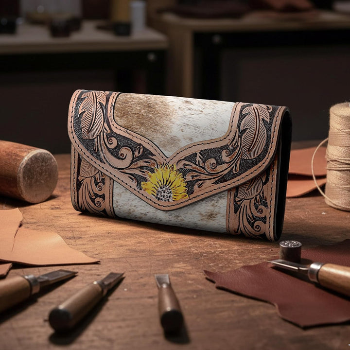 Boho Buckaroo Brown Trifold  Wallet