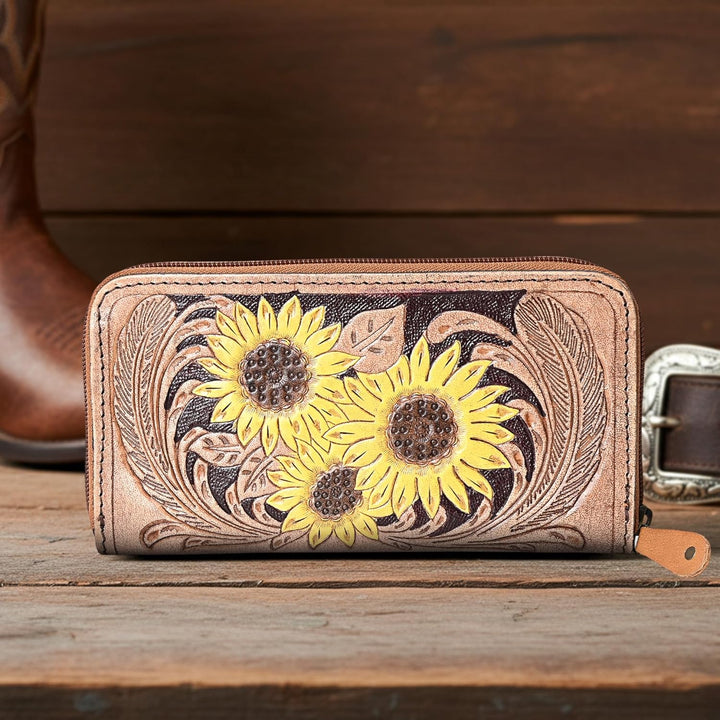 Go To Gear Sunflower Tooled Wallet