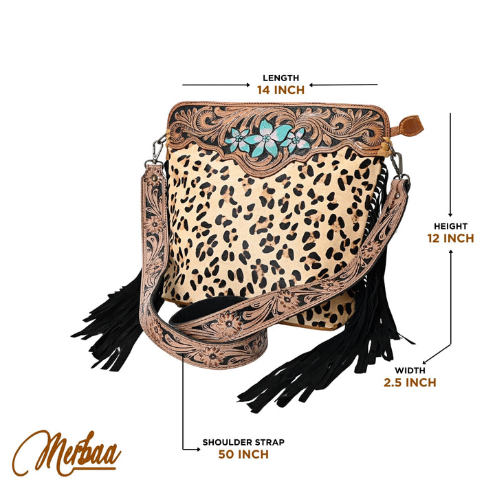 Three Flower Handtooled Bag