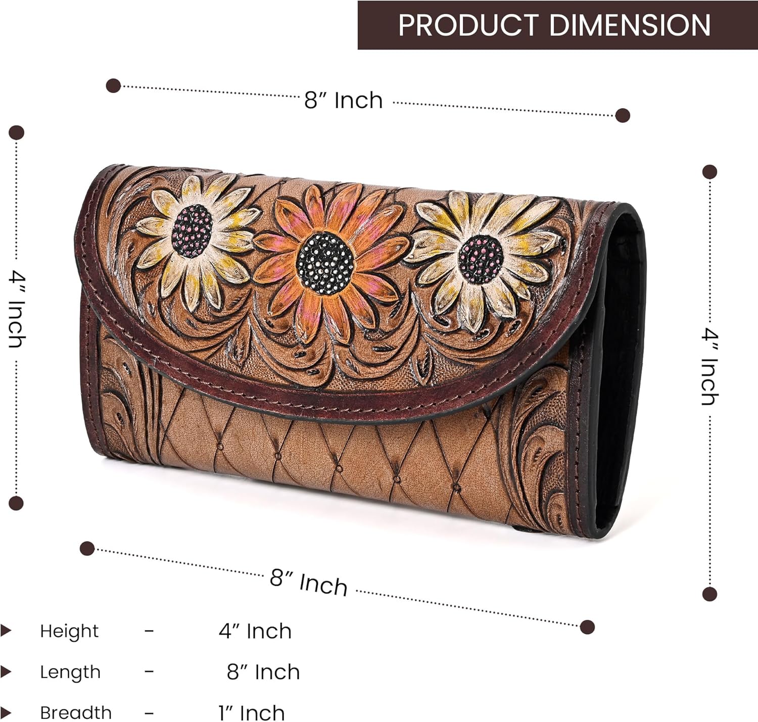 Cutie Brown Flower Tooled Wallet