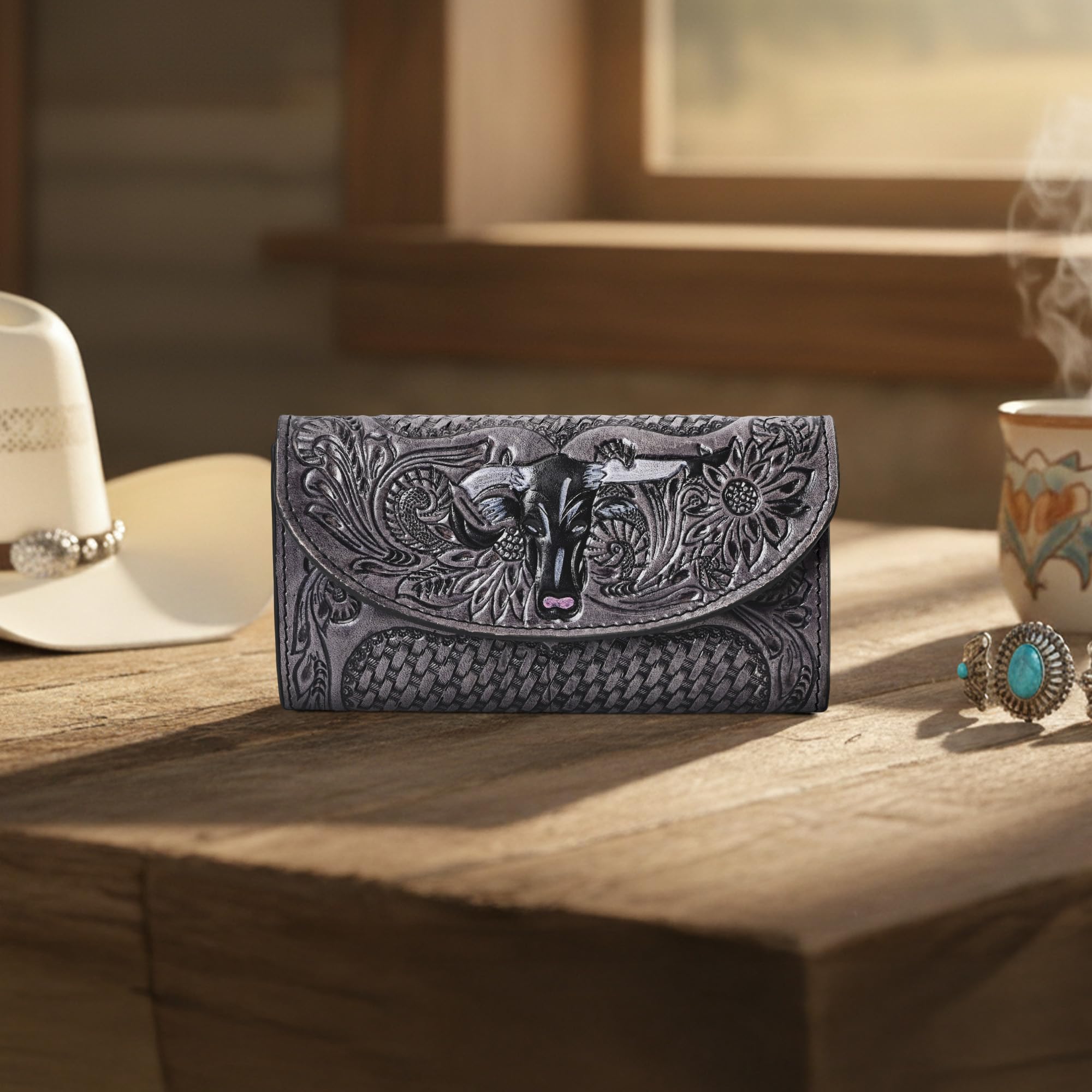 Calm Bull Tooled Wallet