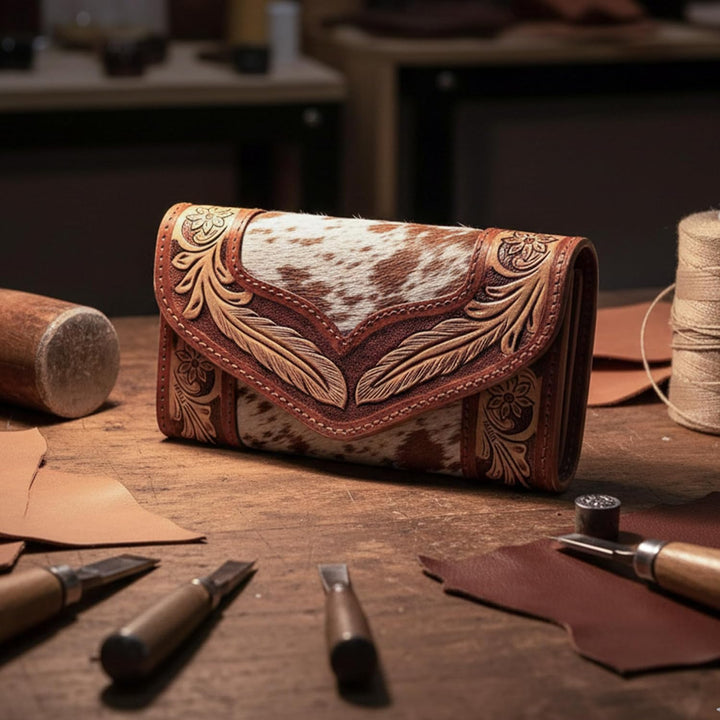 Rustic Rose Tan Trifold  Wallet