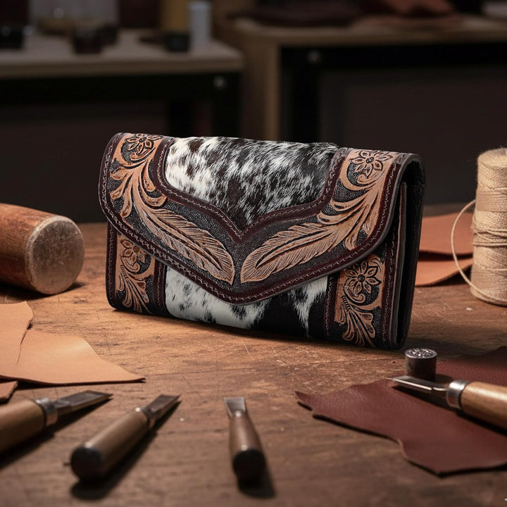 Rustic Rose Brown Trifold  Wallet