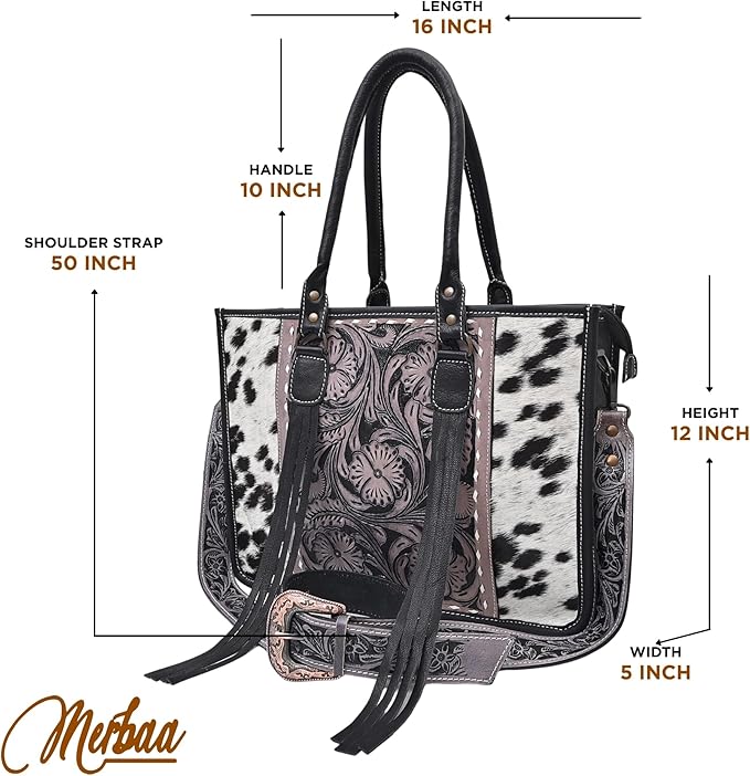 Handcrafted Cowhide Hairon Leather Tote Bag