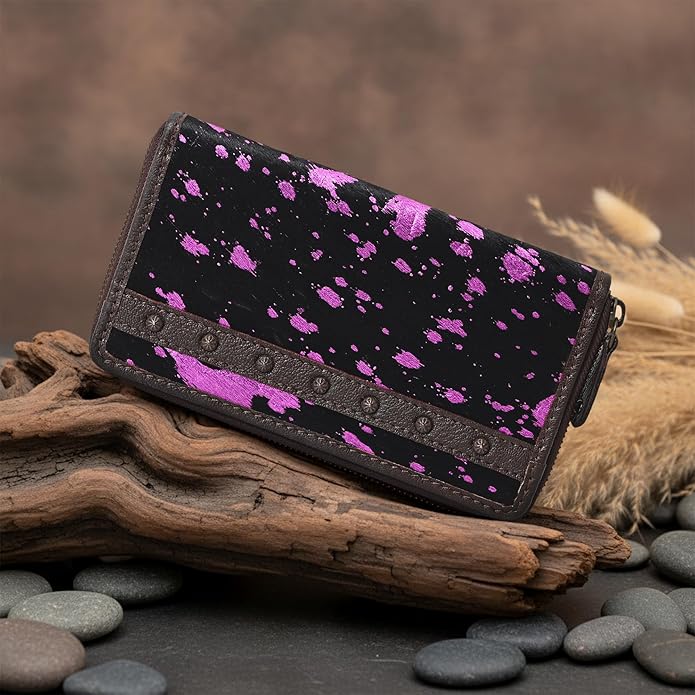 Pink Sprinkle Vino Cowhide Clutch