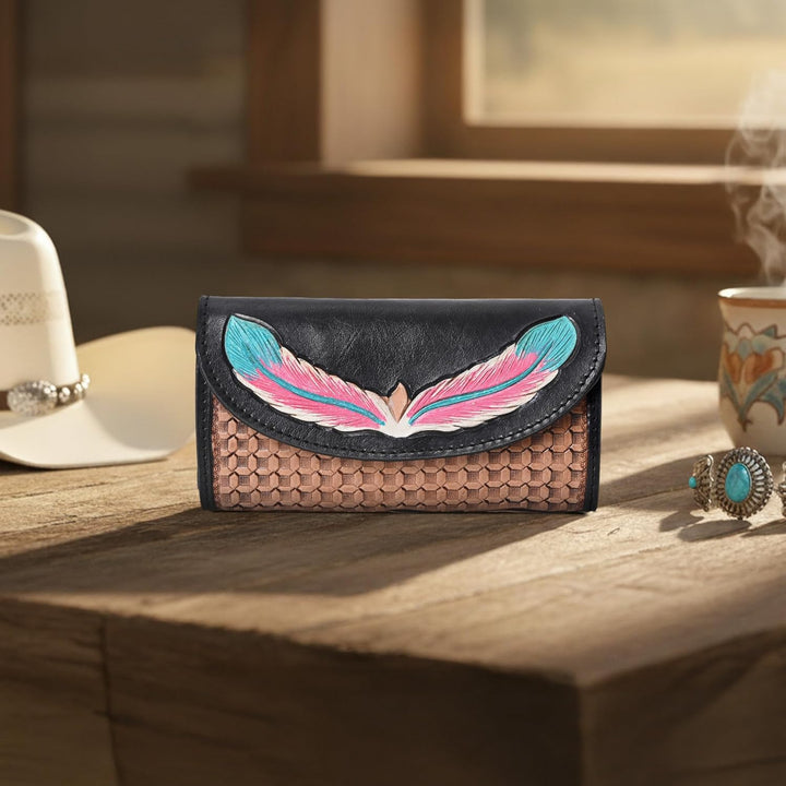 Sky Leaf Tooled Wallet