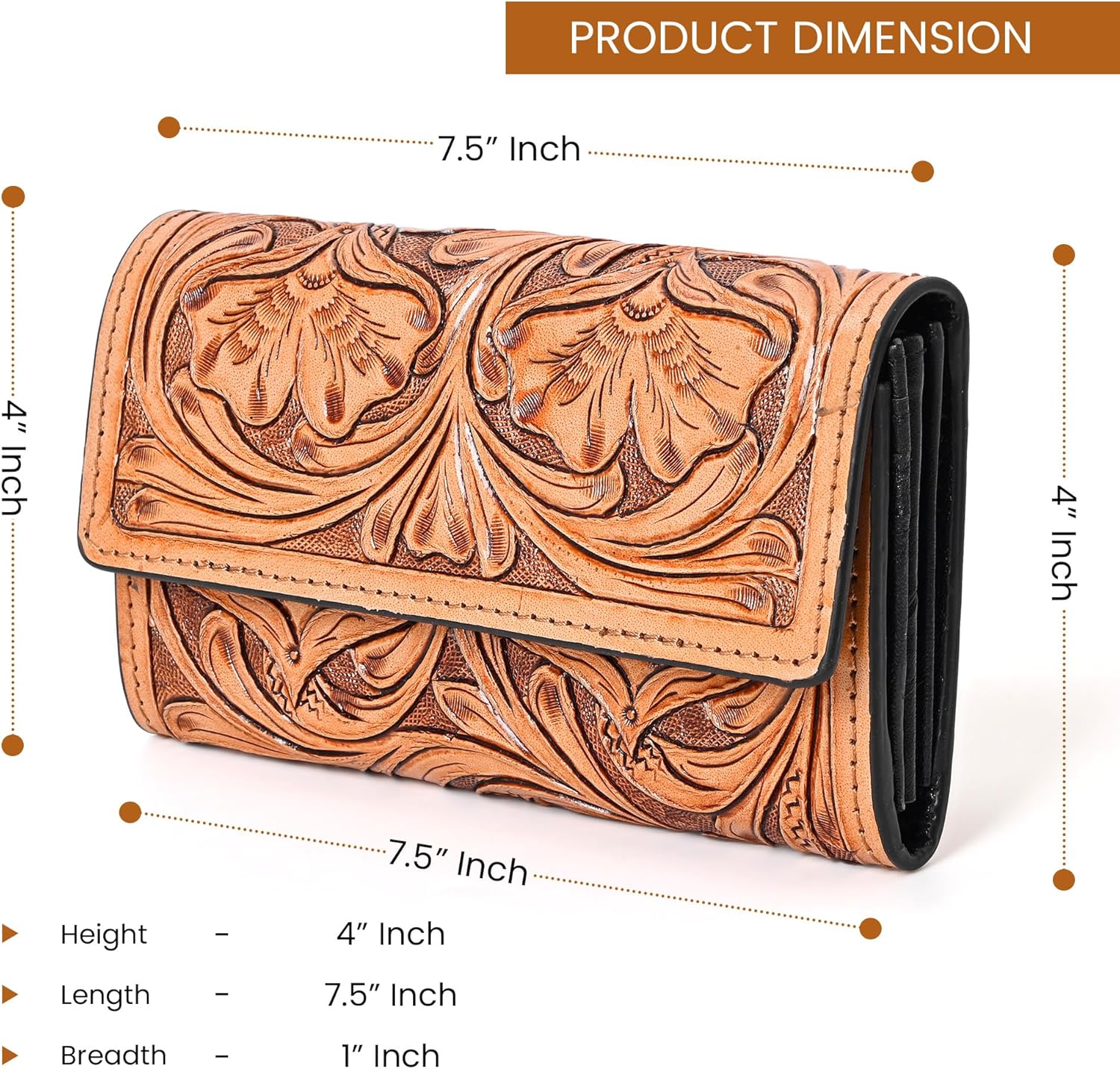 Rayna Tan Tooled Trifold Wallet