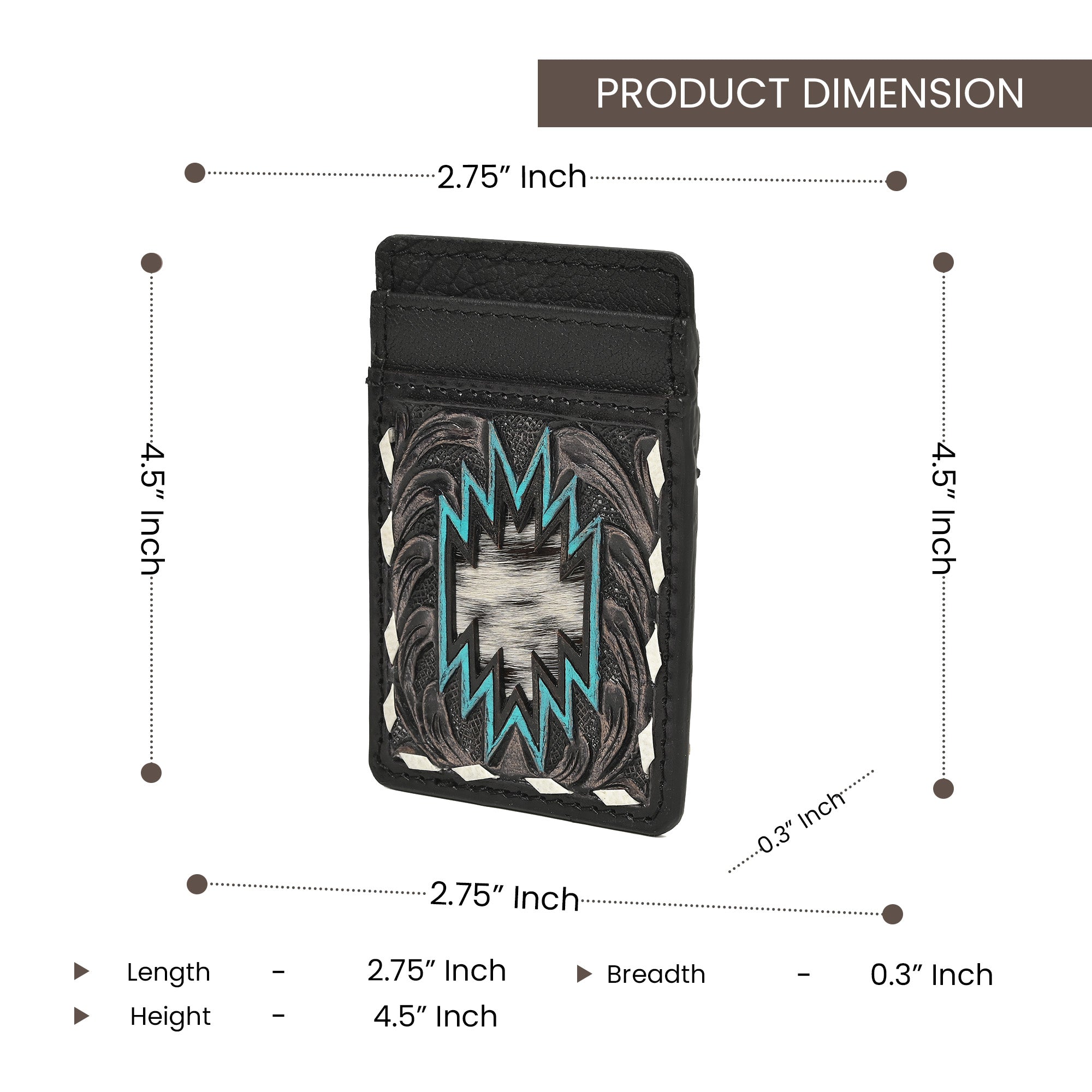Thunderhide Leather Cardholder Wallet – Handcrafted Western Tooled Slim Wallet