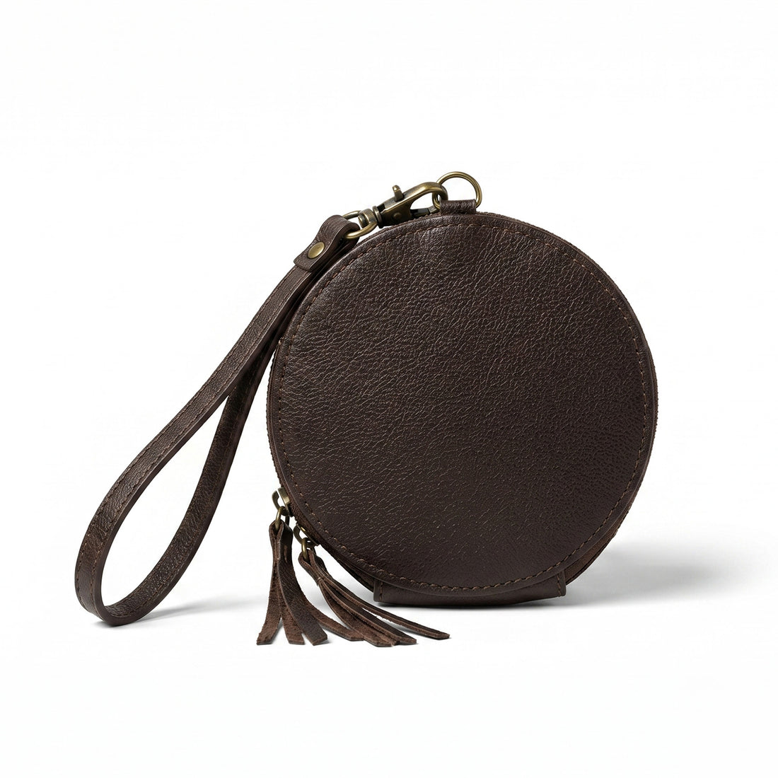 Cowgirl Boot Stitch Wristlet Wallet | Western Leather Round Pouch