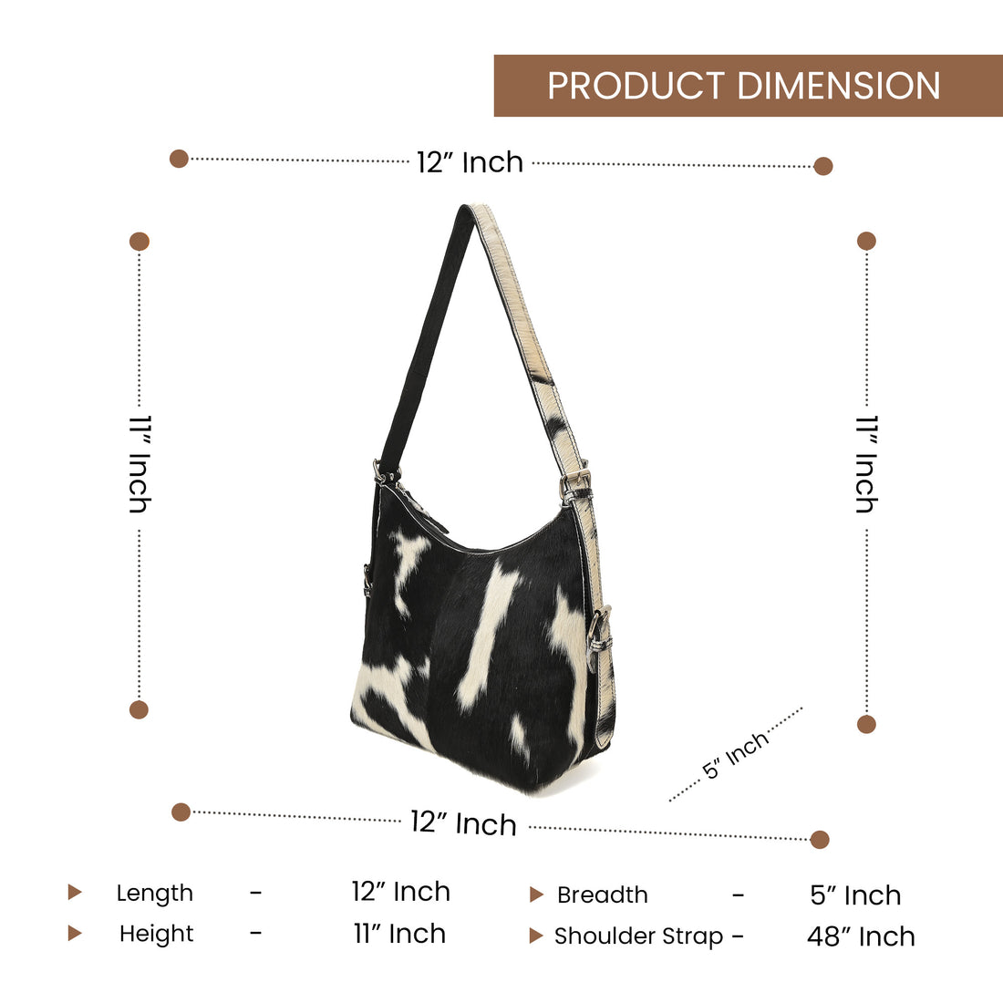 Cowhide Leather Hobo Bag – Hair-On Leather Shoulder Bag for Women