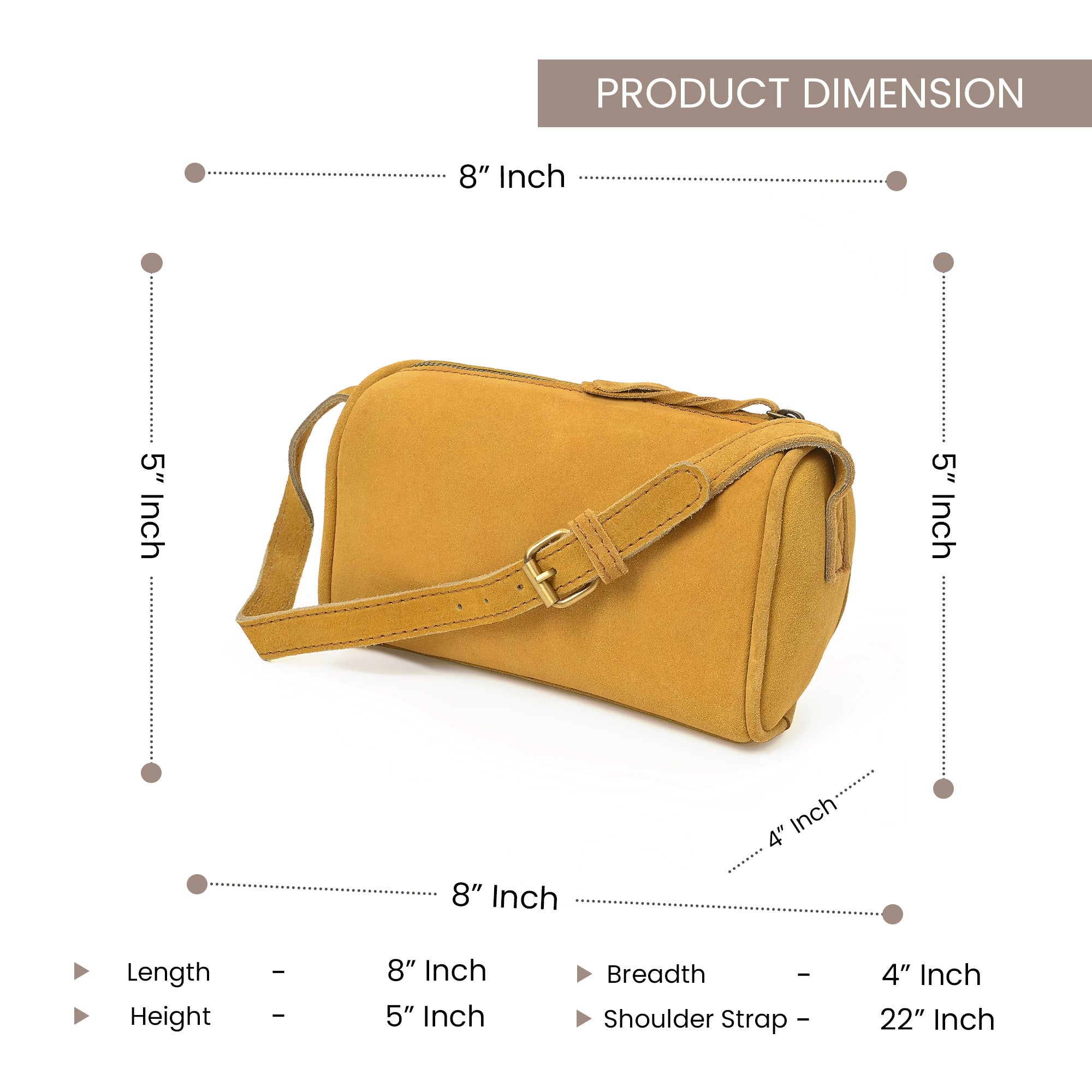Suncrest Leather Cosmetic Pouch – Suede Makeup Bag with Zipper & Strap