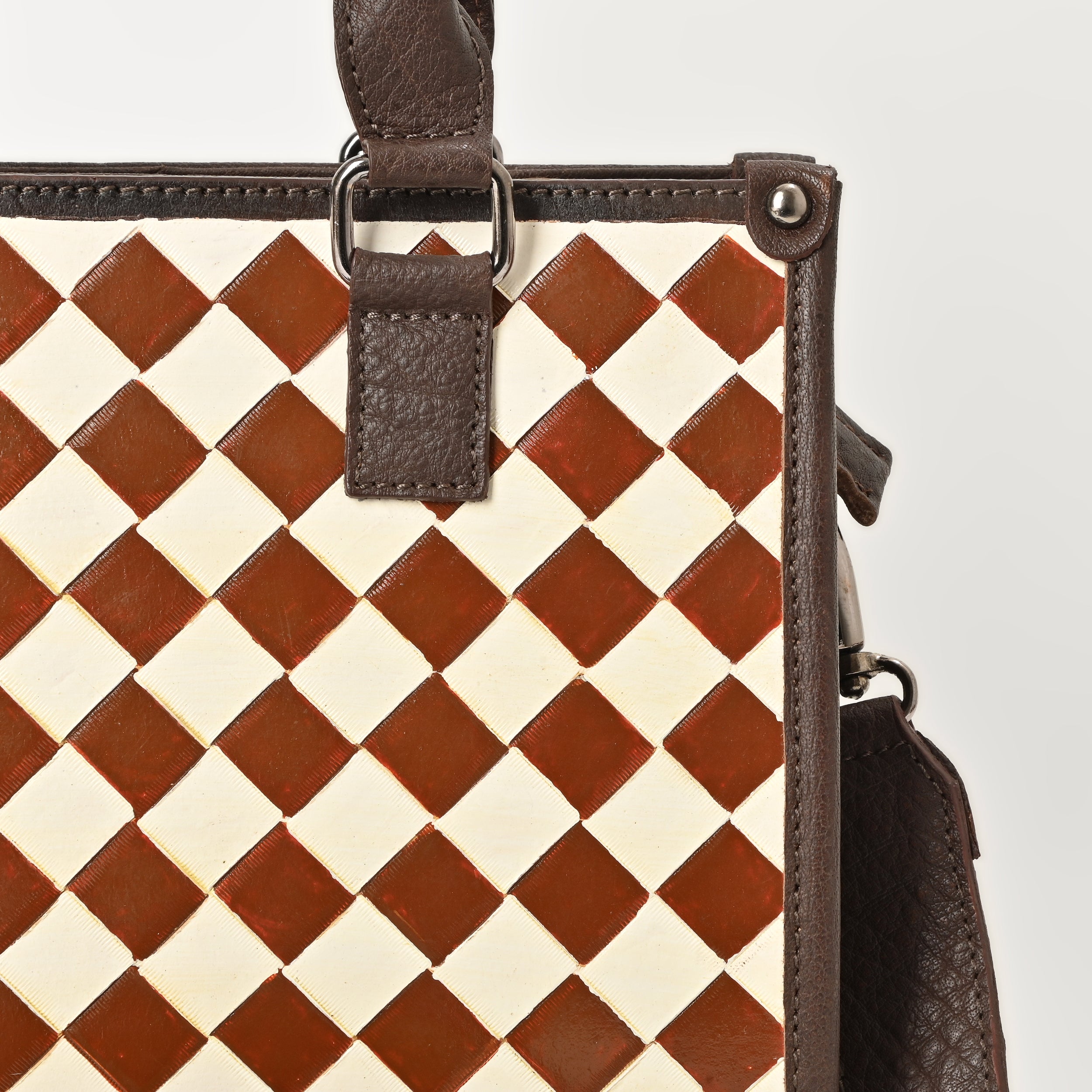 Ridgefield Checker Tote – Handcrafted Western Leather Tote