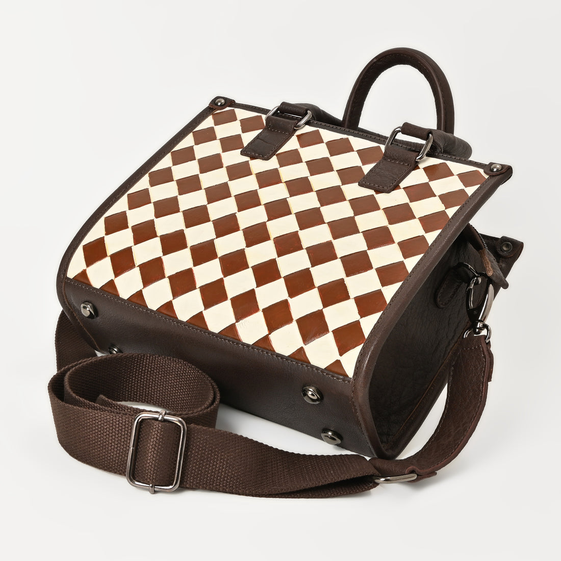 Ridgefield Checker Tote – Handcrafted Western Leather Tote