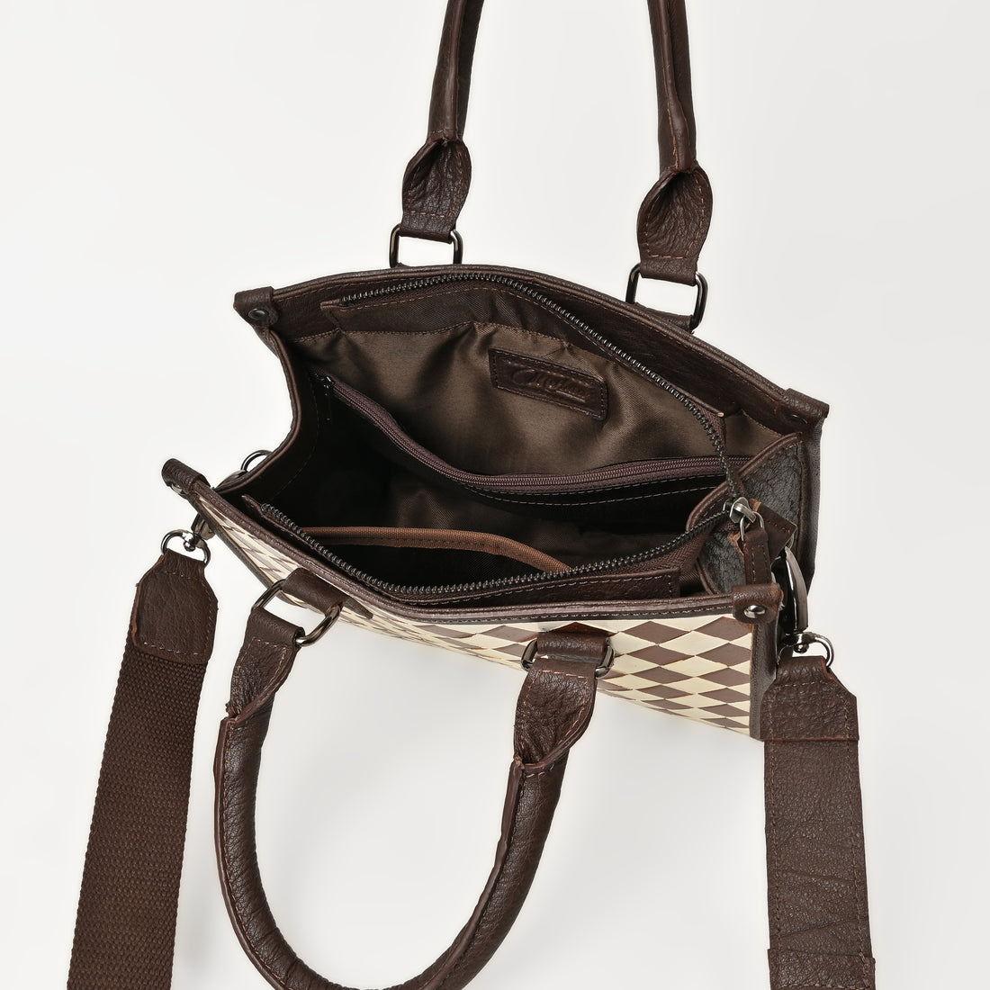 Ridgefield Checker Tote – Handcrafted Western Leather Tote