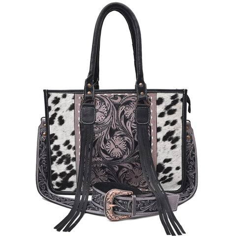 Western Cowhide Hair-On-Hide Leather Tote Bag