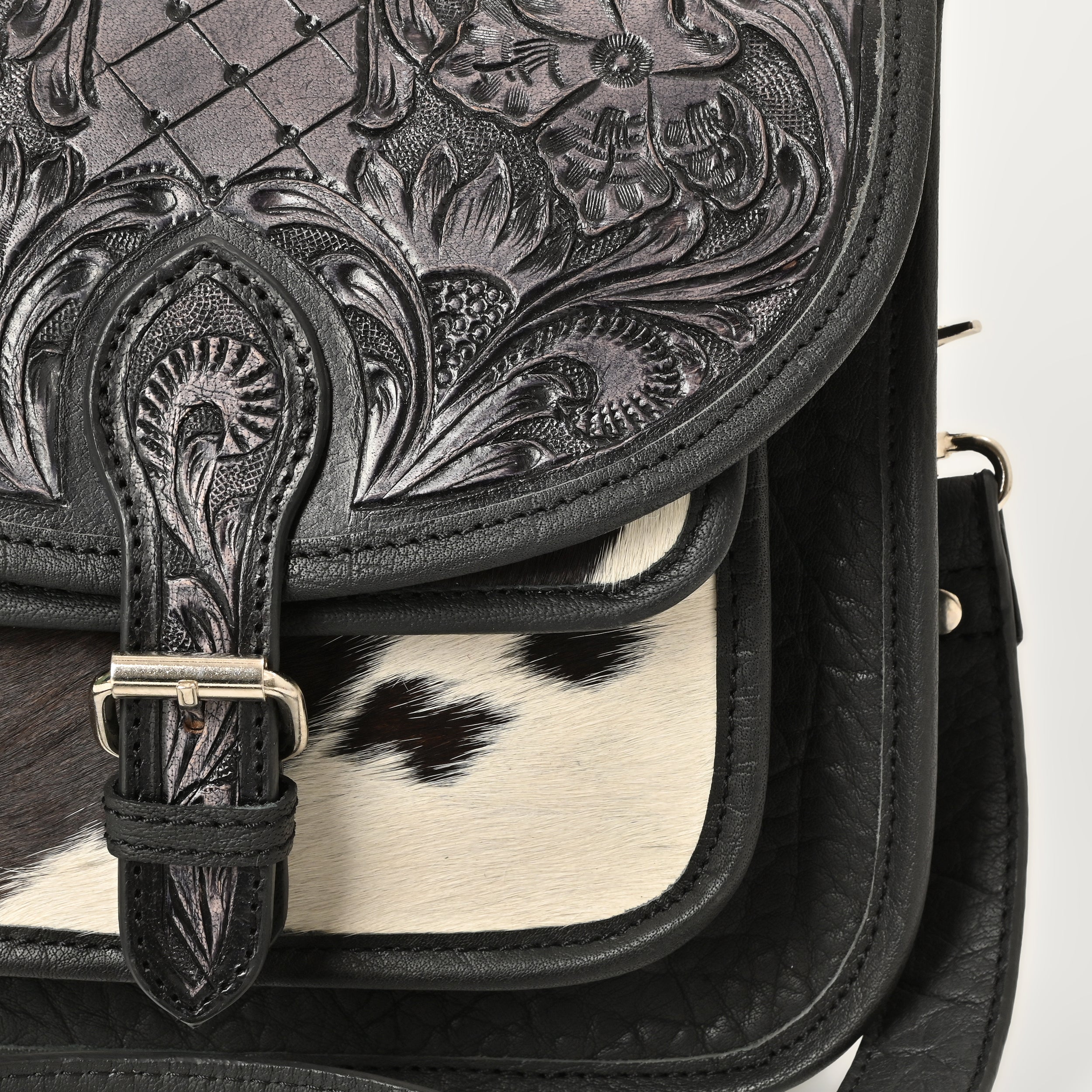 Rustic Raven Crossbody – Western Cowhide Leather Bag