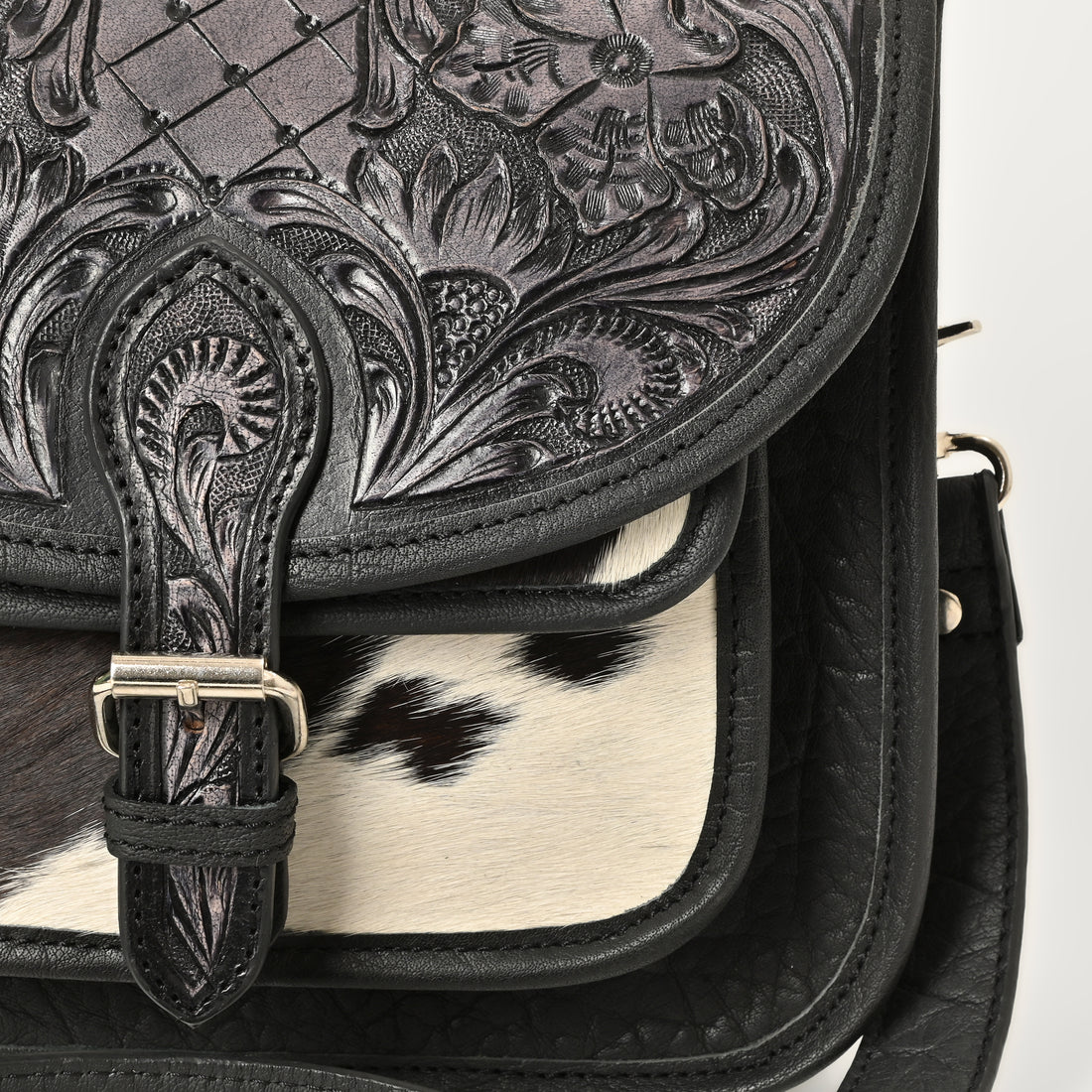 Rustic Raven Crossbody – Western Cowhide Leather Bag