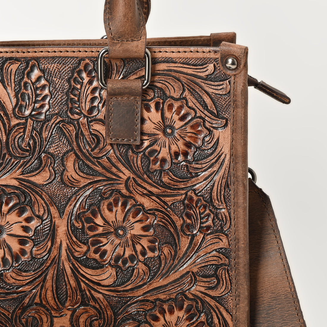 Hand Crafted Floral Tooled Bag – Western Leather Handbag