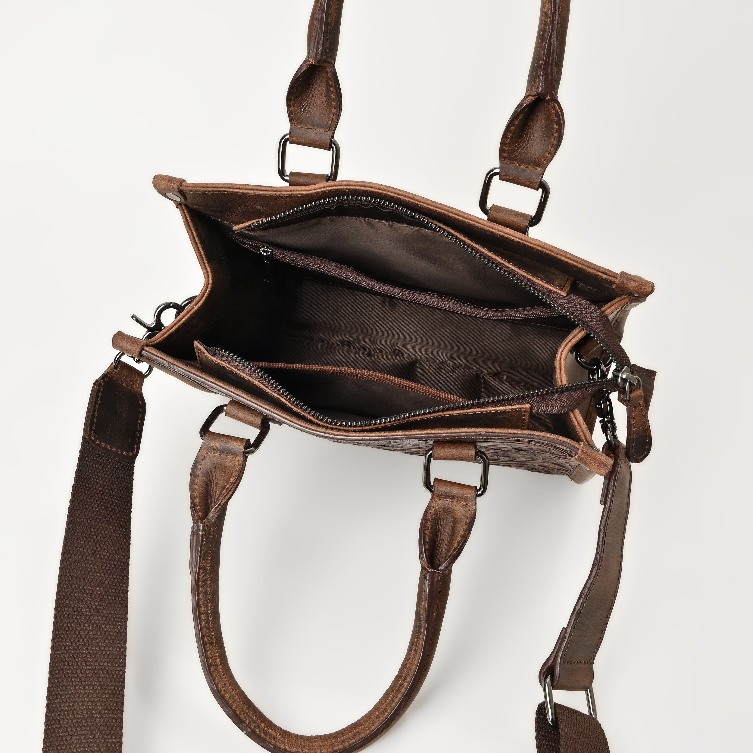 Hand Crafted Floral Tooled Bag – Western Leather Handbag