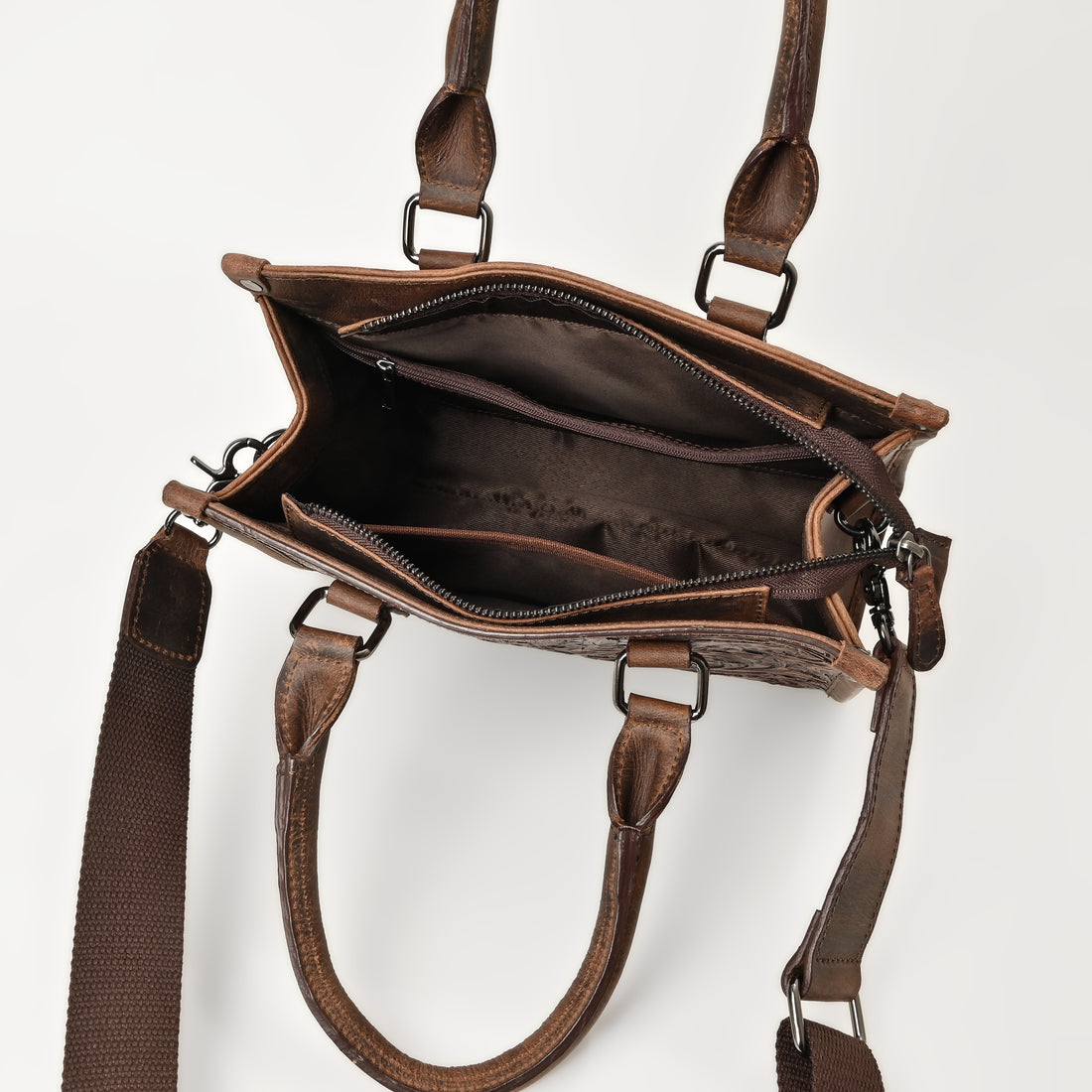 Hand Crafted Floral Tooled Bag – Western Leather Handbag