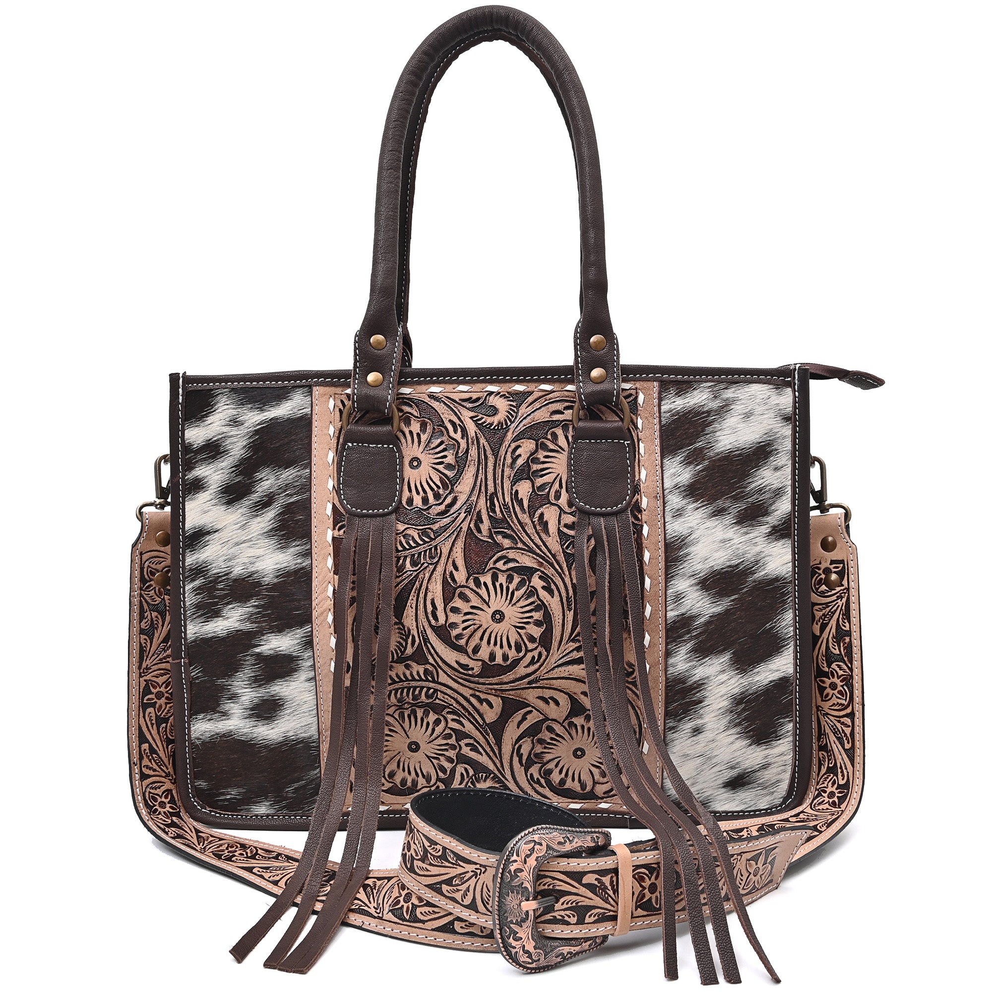 Handcrafted Cowhide Hairon Leather Tote Bag