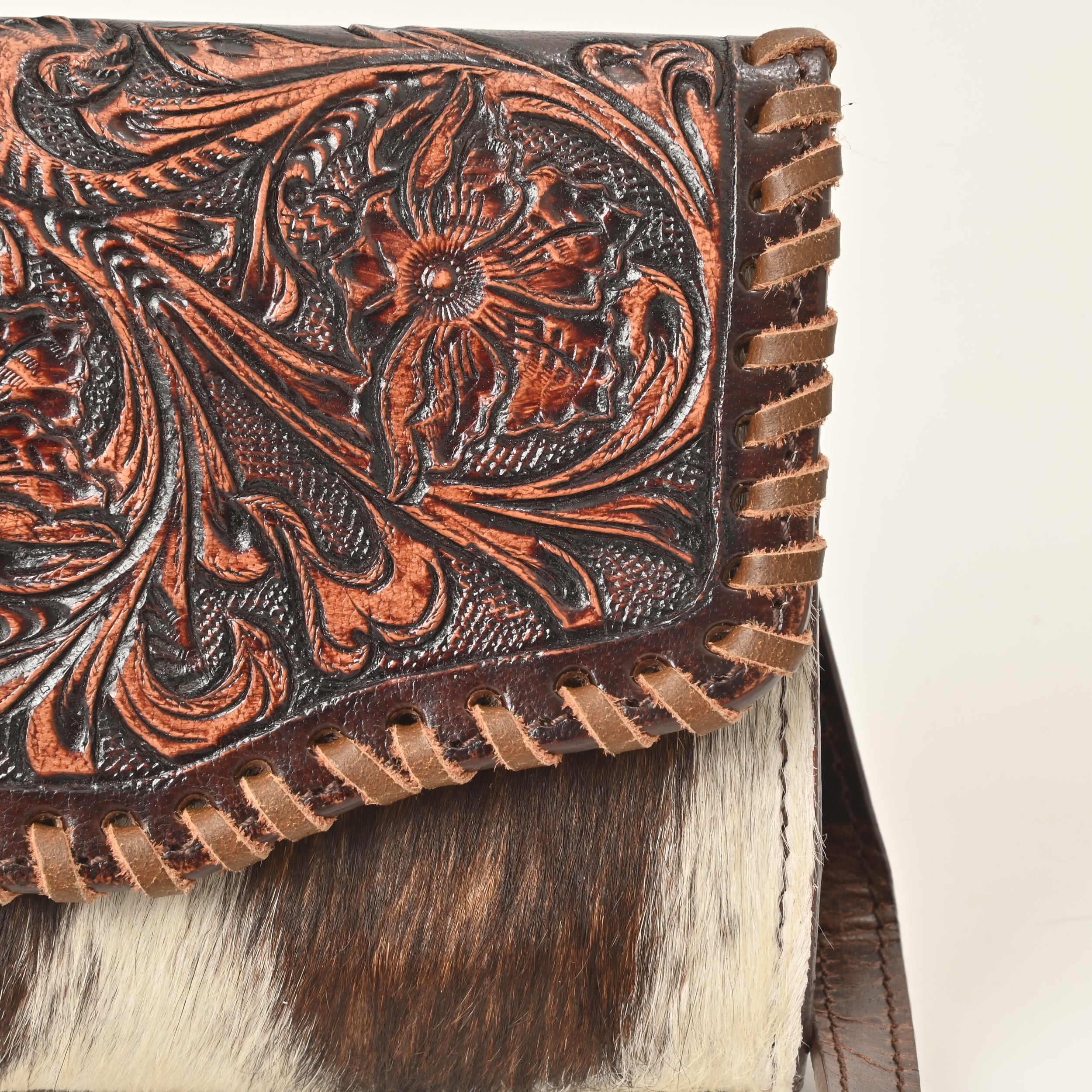 Wildflower Tooled Clutch – Western Leather Statement Bag