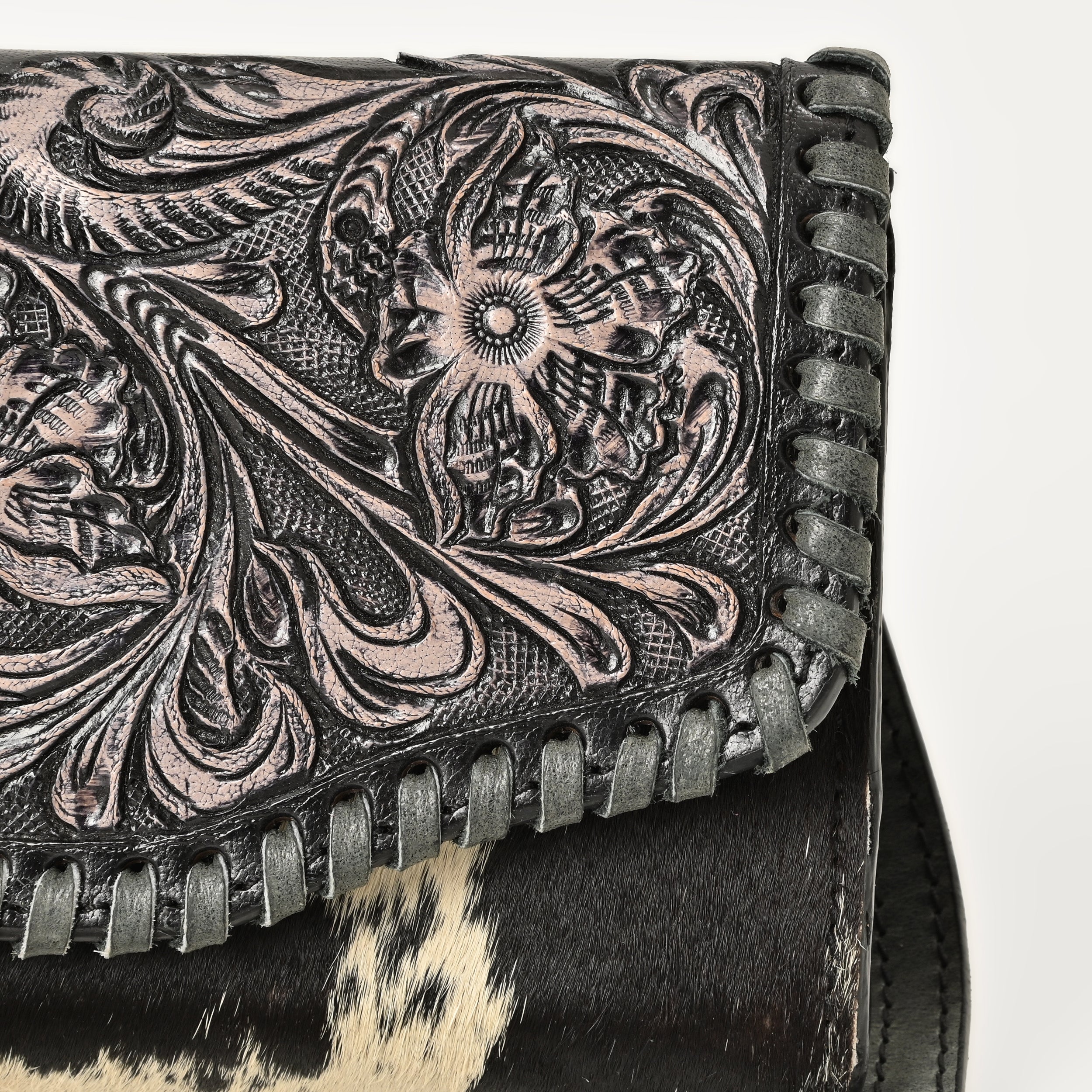 Wildflower Tooled Clutch – Western Leather Statement Bag