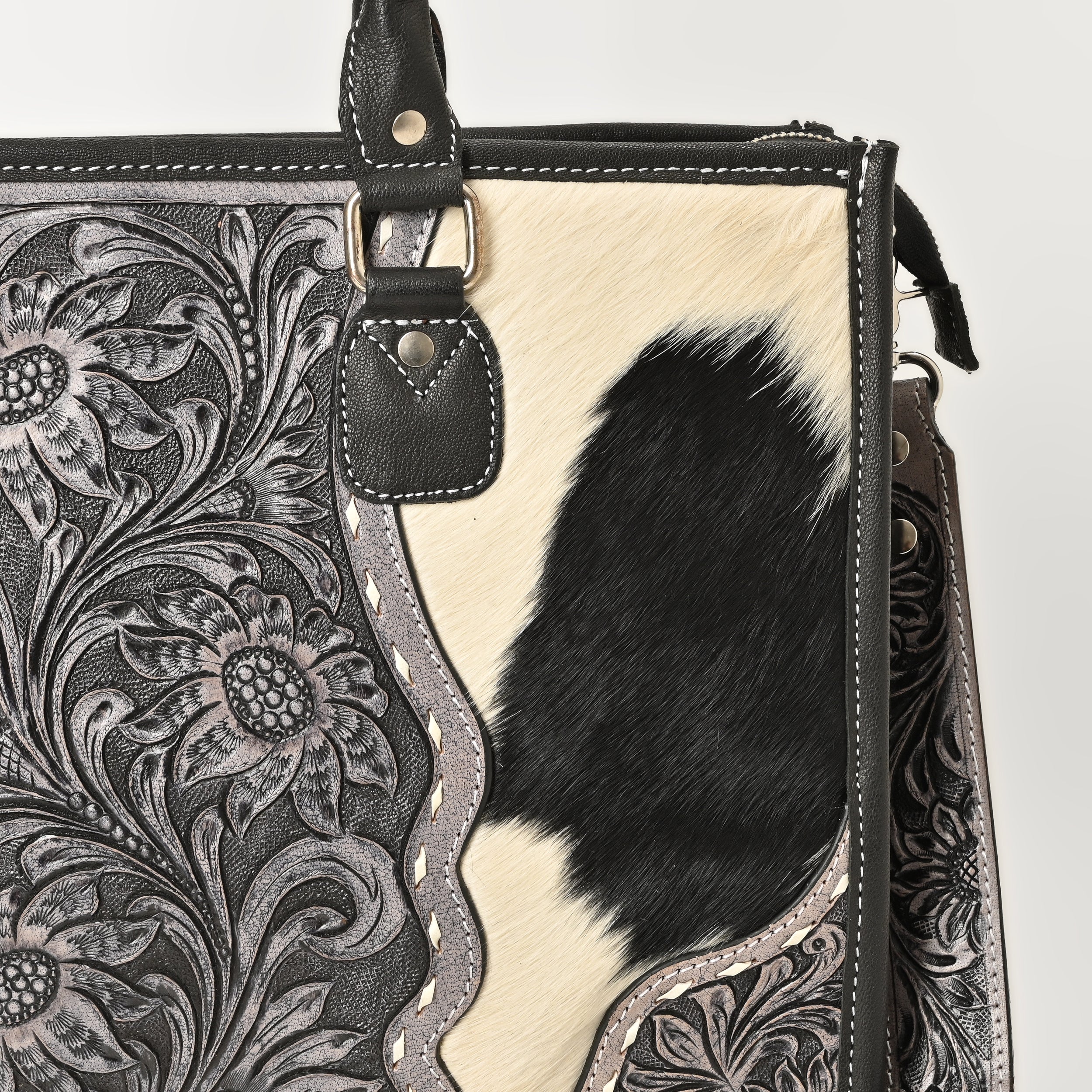 Hand Crafted Cowhide Floral Bag – Western Leather Handbag