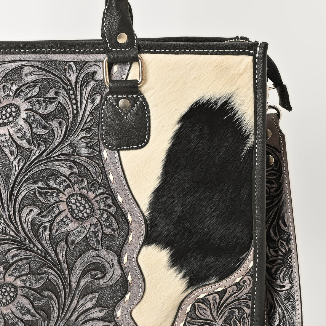 Hand Crafted Cowhide Floral Bag – Western Leather Handbag