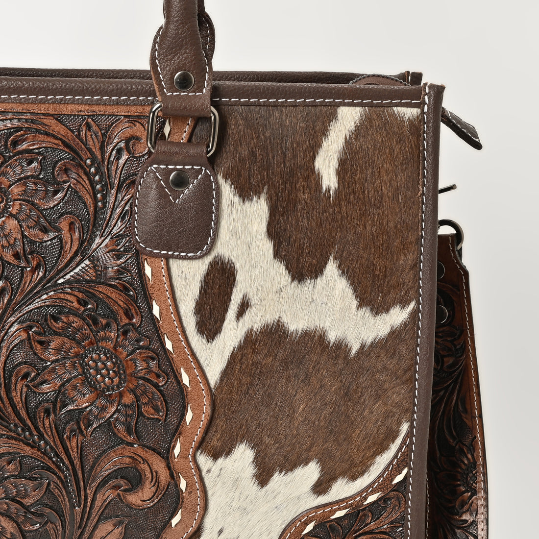 Hand Crafted Cowhide Floral Bag – Western Leather Handbag