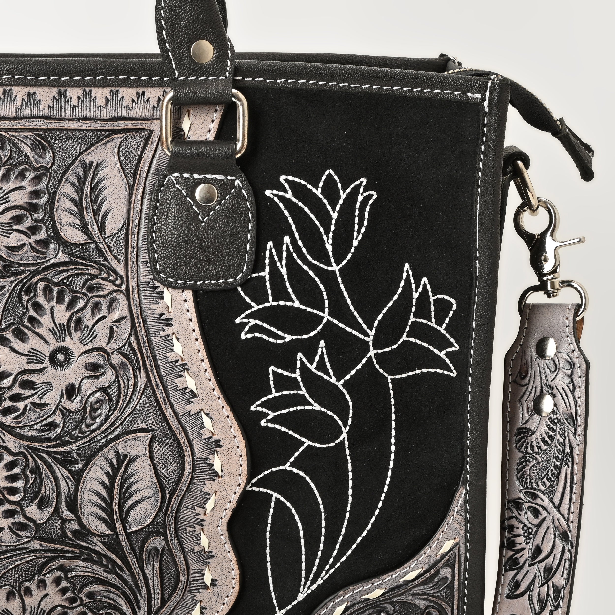 Western Rose Handcrafted Stitch Tote – Western Leather Tote