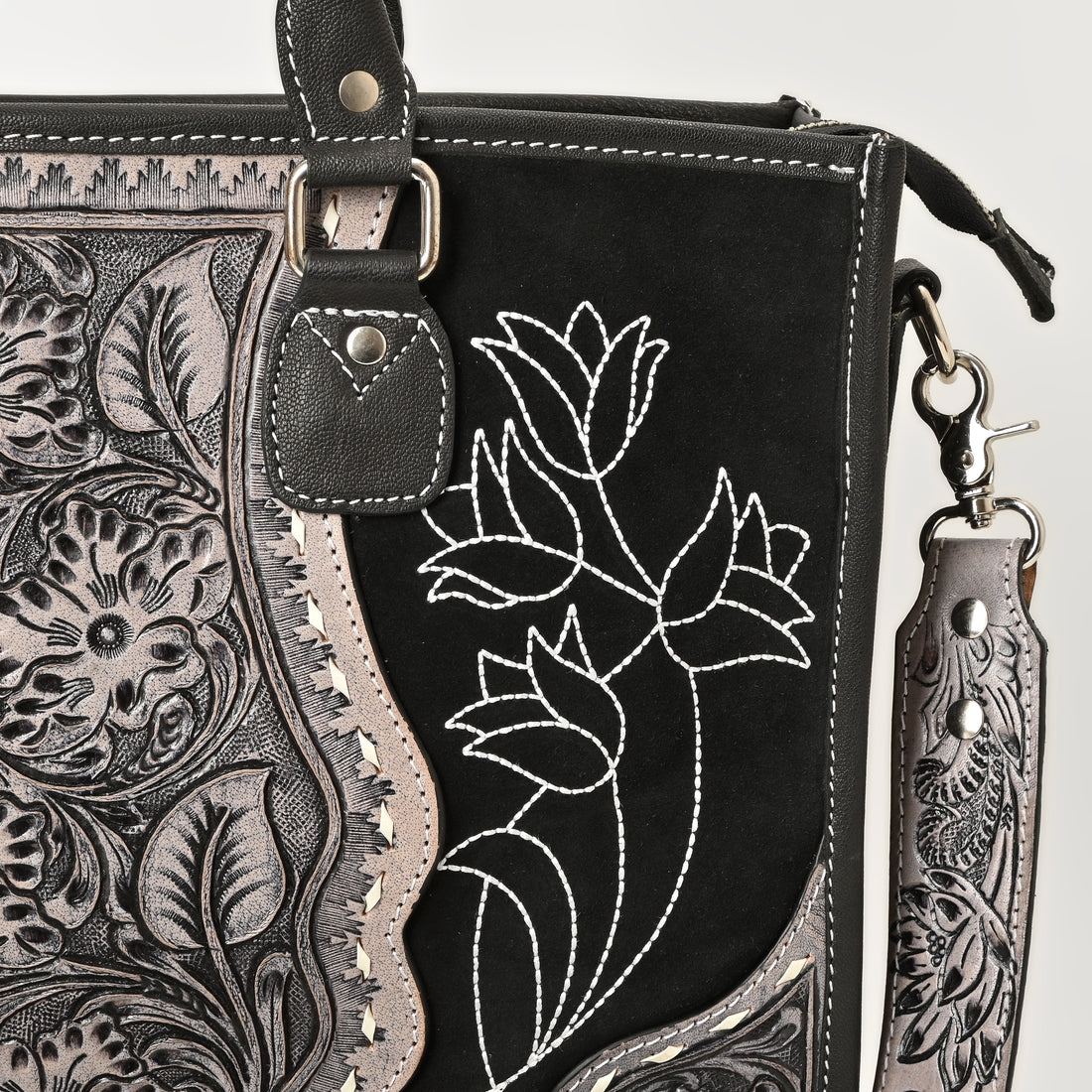 Western Rose Handcrafted Stitch Tote – Western Leather Tote
