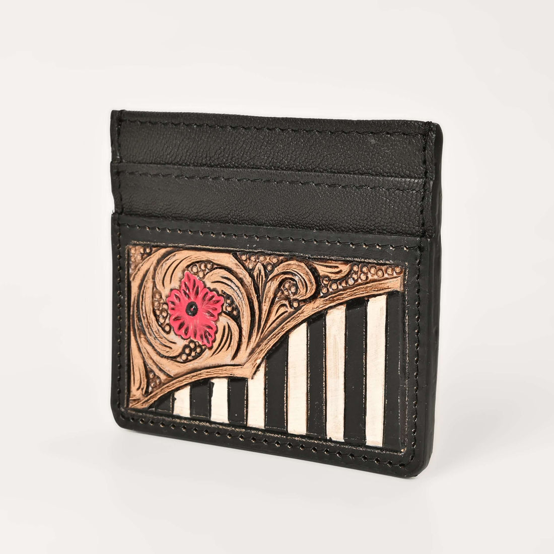 Frontier Rose Leather Card Holder – Handcrafted Leather
