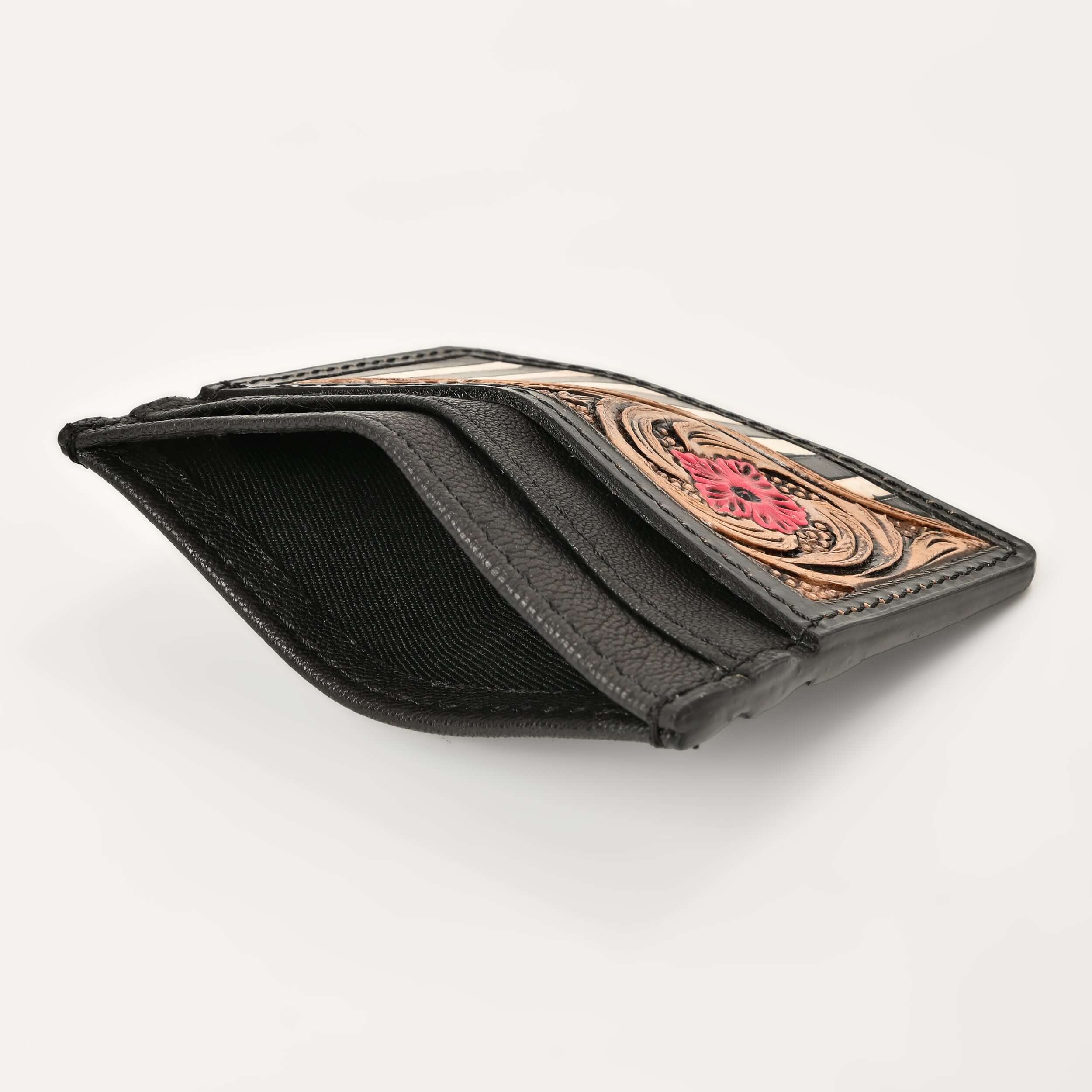 Frontier Rose Leather Card Holder – Handcrafted Leather