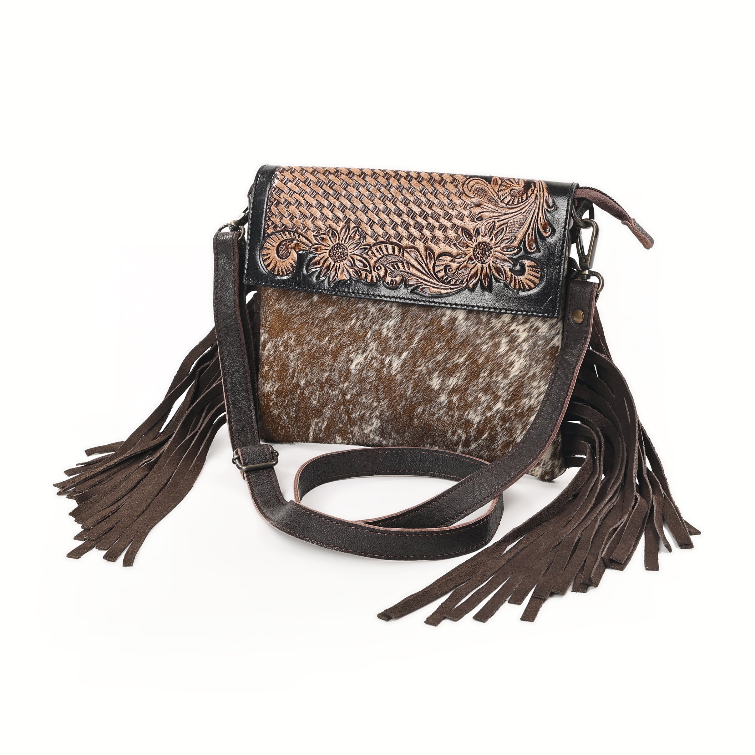 Flower Basket Crossbody Bag – Western Cowhide Leather Bag