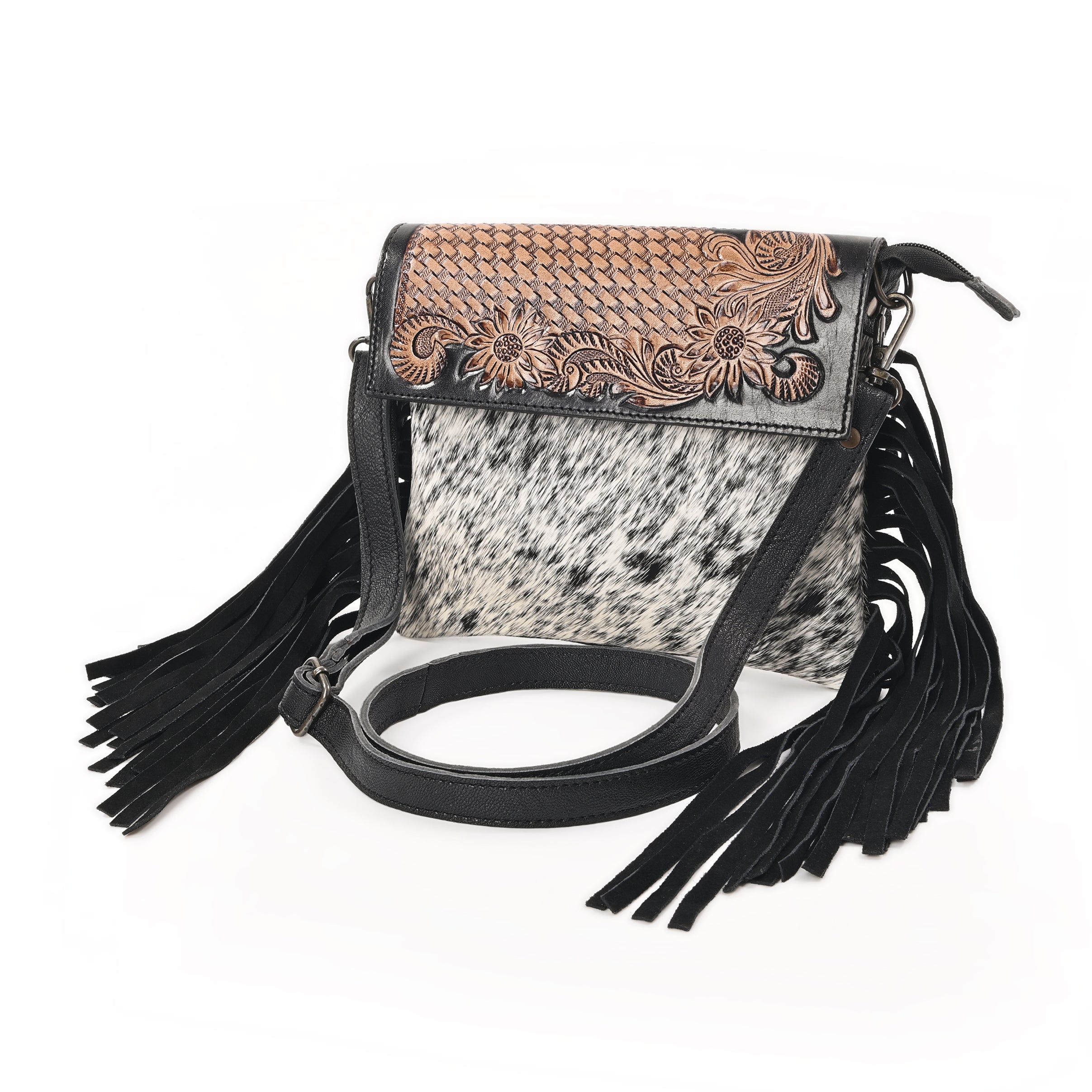 Flower Basket Small Crossbody Bag – Western Cowhide Leather Bag
