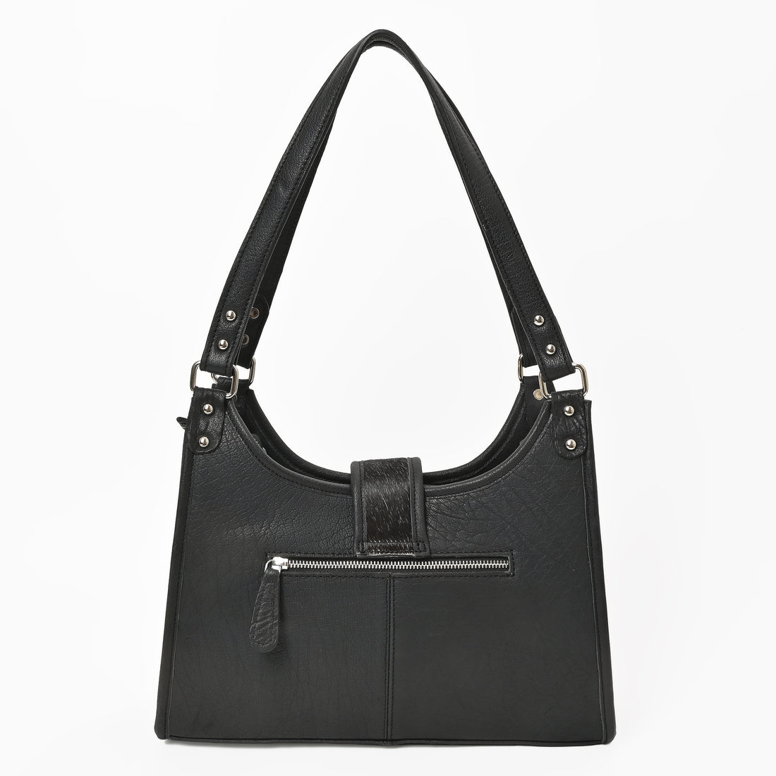 Prairie Moon Hair-On Hide Hobo Bag – Cowhide Leather Shoulder Bag with Turquoise Accent