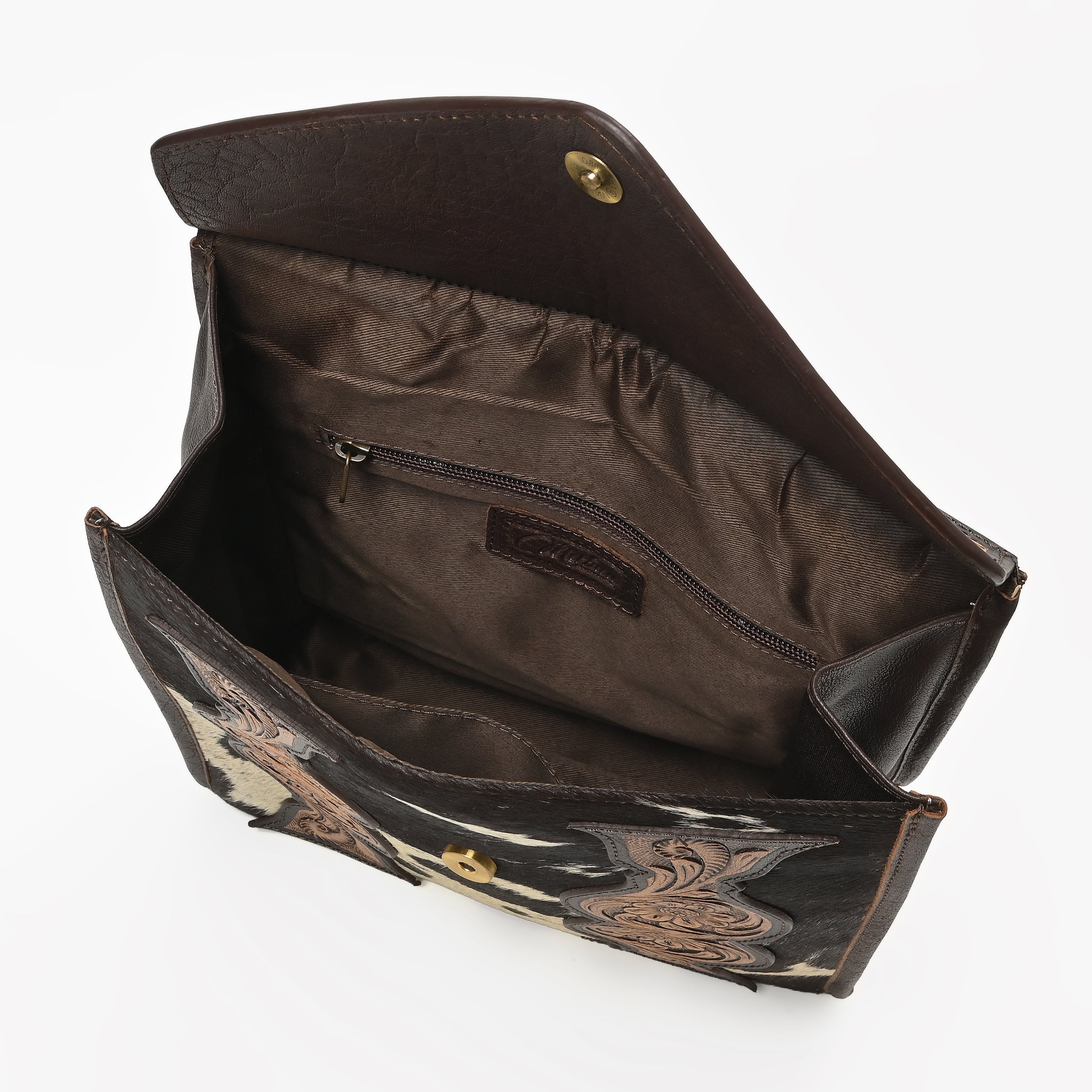 Cowhide Western Bloom Leather Backpack – Floral Tooled Hair-On Leather Bag