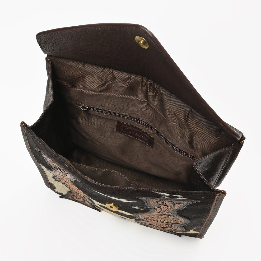Cowhide Western Bloom Leather Backpack – Floral Tooled Hair-On Leather Bag
