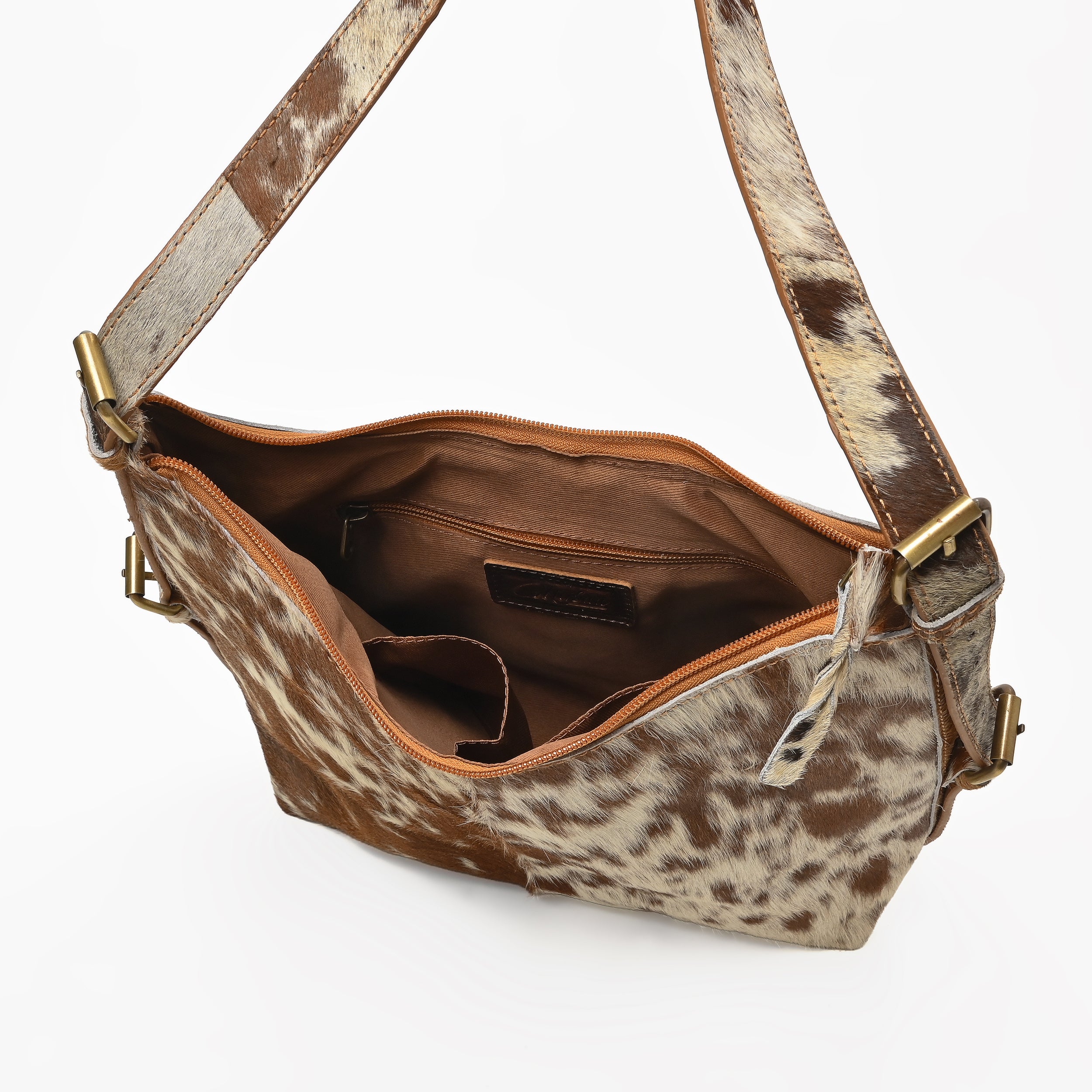 Cowhide Leather Hobo Bag – Hair-On Leather Shoulder Bag for Women