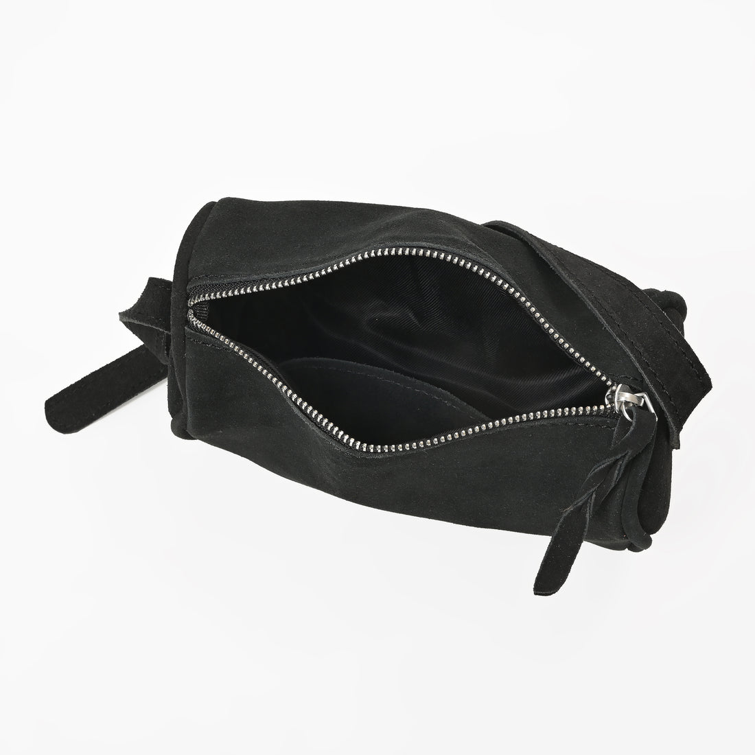 Suncrest Leather Cosmetic Pouch – Suede Makeup Bag with Zipper & Strap