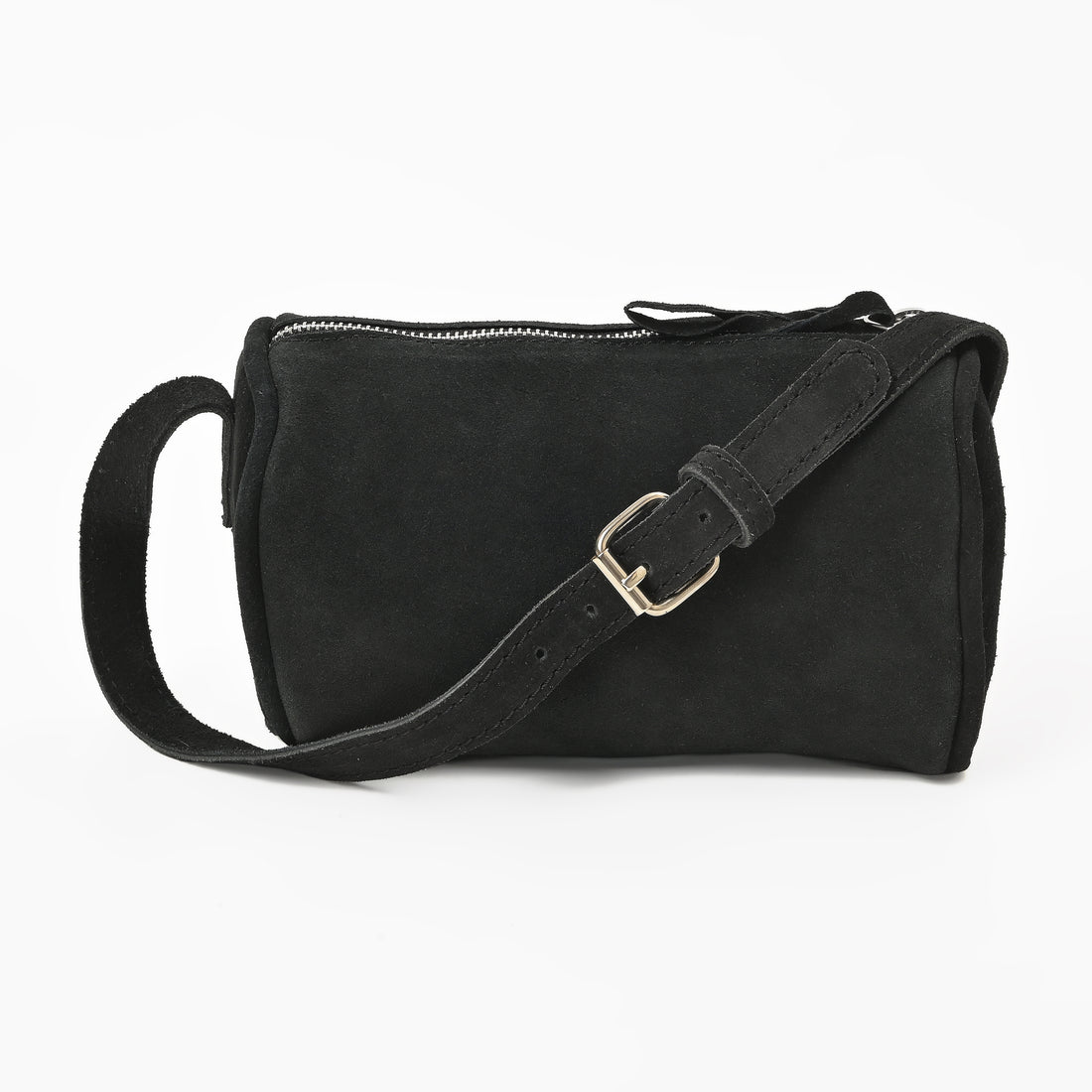 Suncrest Leather Cosmetic Pouch – Suede Makeup Bag with Zipper & Strap