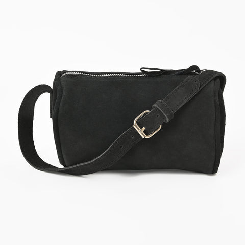 Suncrest Leather Cosmetic Pouch – Suede Makeup Bag with Zipper & Strap